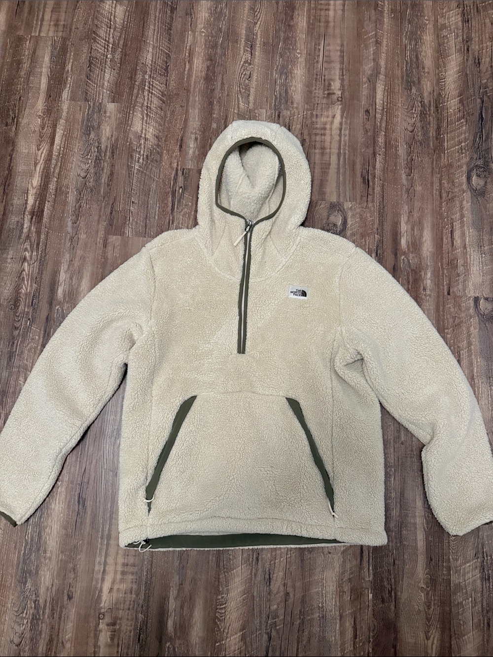 The North Face Men's Cream Sherpa Half-Zip Hoodie